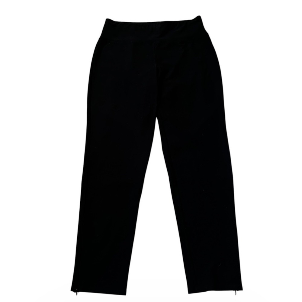 Eileen Fisher Womens Black Stretch Ponte Ankle Pants Side Zip Hem Medium | 0128